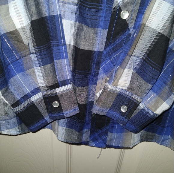 Roper Western Pearl Snap Long Sleeve Shirt Men's Large Benson Butterfield Rodeo - Picture 4 of 7